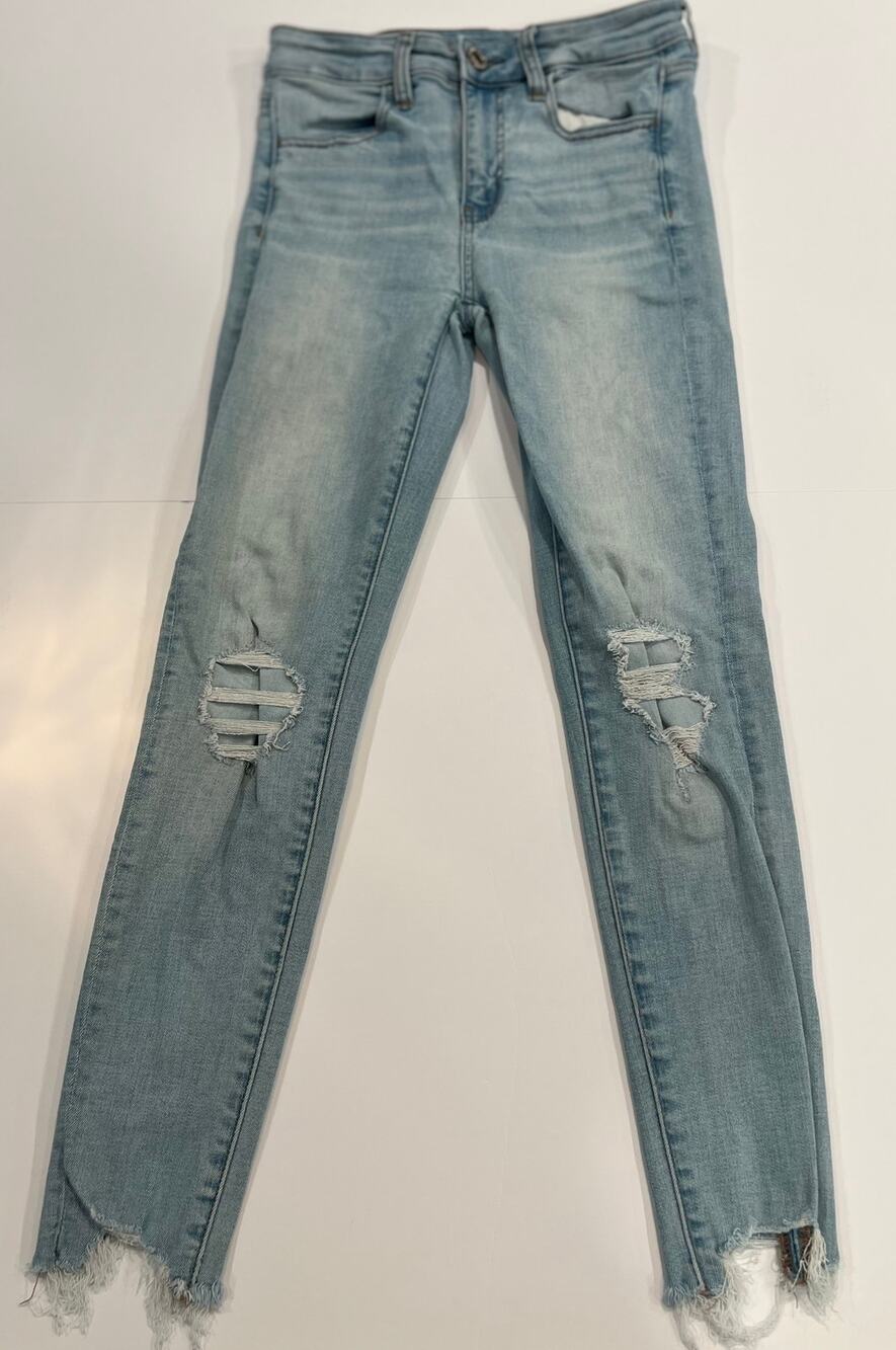 American Eagle High Rise Jeggings Size 2 Blue Medium Wash Stretch Denim